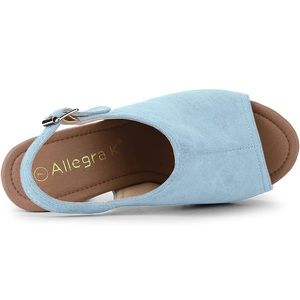 Allegra K Women's Open Toe Slingback Platform Chunky Heel Sandal
